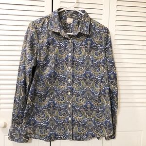 J Crew Button Up print blouse